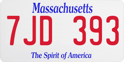 MA license plate 7JD393