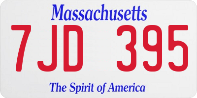 MA license plate 7JD395