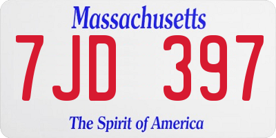 MA license plate 7JD397