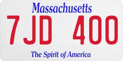 MA license plate 7JD400