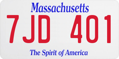 MA license plate 7JD401