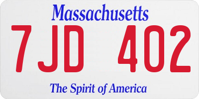 MA license plate 7JD402