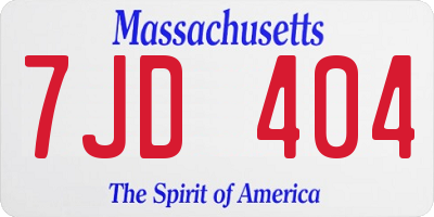 MA license plate 7JD404