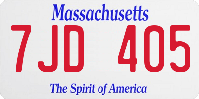 MA license plate 7JD405