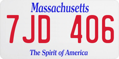 MA license plate 7JD406