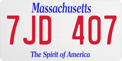 MA license plate 7JD407