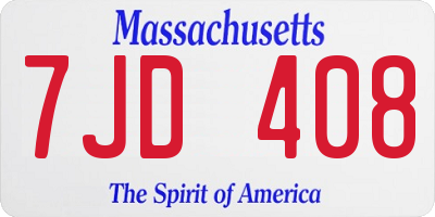 MA license plate 7JD408