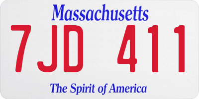 MA license plate 7JD411