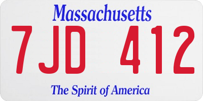 MA license plate 7JD412