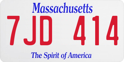 MA license plate 7JD414