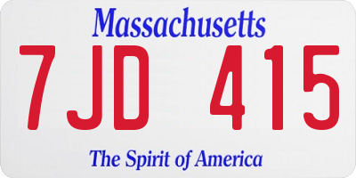 MA license plate 7JD415