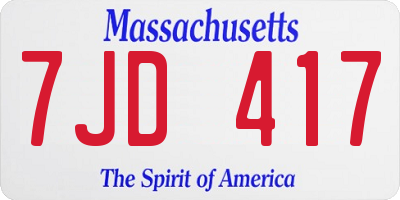 MA license plate 7JD417