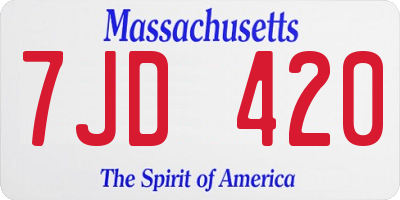 MA license plate 7JD420