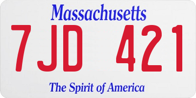 MA license plate 7JD421
