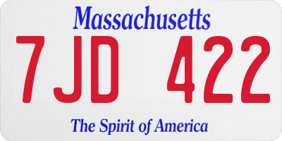 MA license plate 7JD422