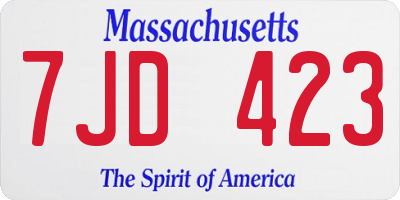 MA license plate 7JD423