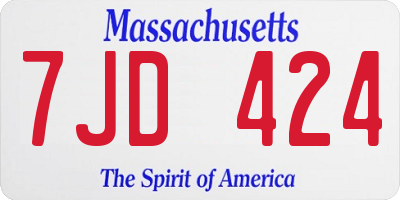 MA license plate 7JD424
