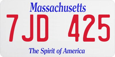 MA license plate 7JD425