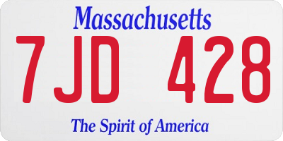 MA license plate 7JD428