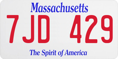 MA license plate 7JD429