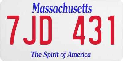 MA license plate 7JD431