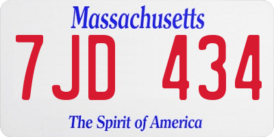 MA license plate 7JD434