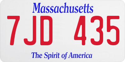 MA license plate 7JD435