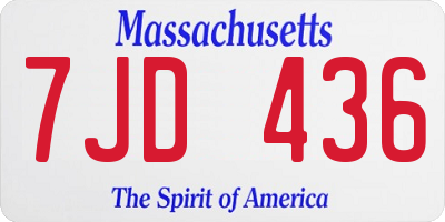MA license plate 7JD436