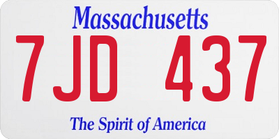 MA license plate 7JD437
