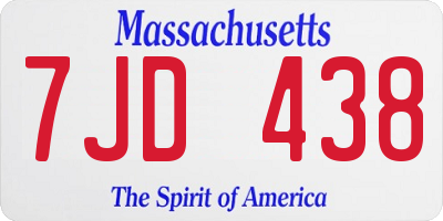 MA license plate 7JD438