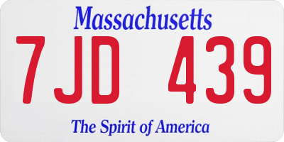 MA license plate 7JD439
