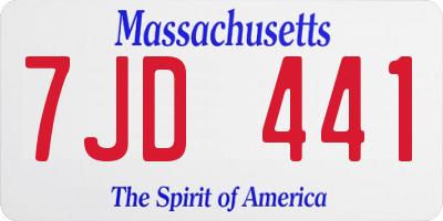 MA license plate 7JD441