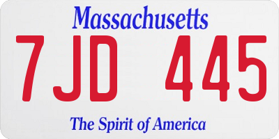 MA license plate 7JD445