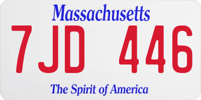 MA license plate 7JD446