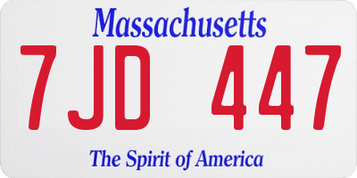MA license plate 7JD447