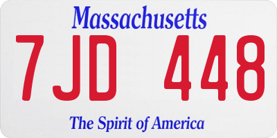 MA license plate 7JD448