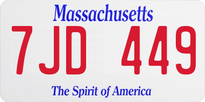 MA license plate 7JD449