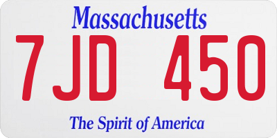 MA license plate 7JD450