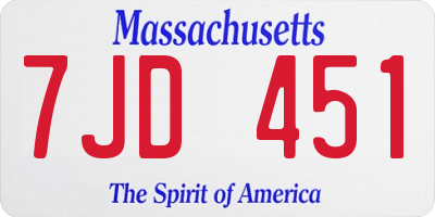 MA license plate 7JD451