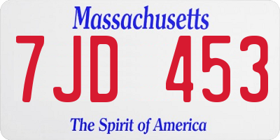 MA license plate 7JD453