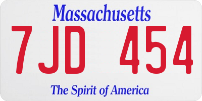 MA license plate 7JD454