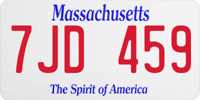 MA license plate 7JD459