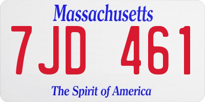 MA license plate 7JD461