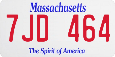 MA license plate 7JD464