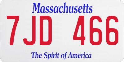 MA license plate 7JD466