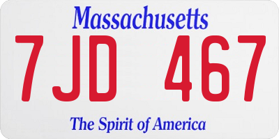 MA license plate 7JD467