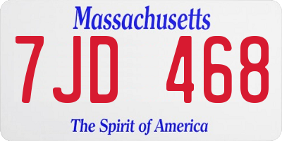MA license plate 7JD468