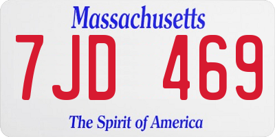 MA license plate 7JD469
