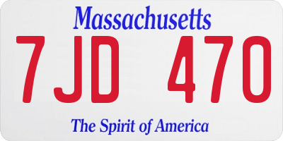 MA license plate 7JD470