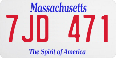 MA license plate 7JD471